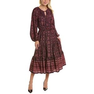 Kobi Halperin Andrea Printed Peasant Midi Dress